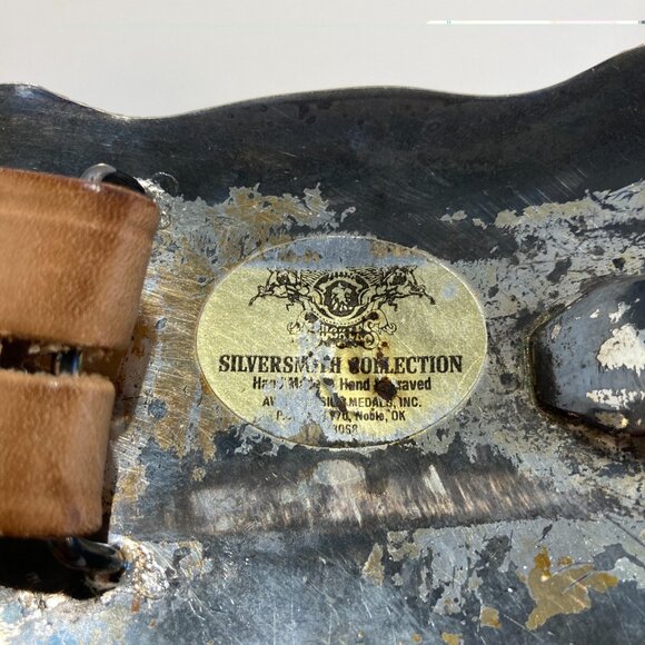 ADM Silversmith Col Texas Lone Star State Belt Buckle 40 Leather Belt Hand Made - Picture 8 of 16